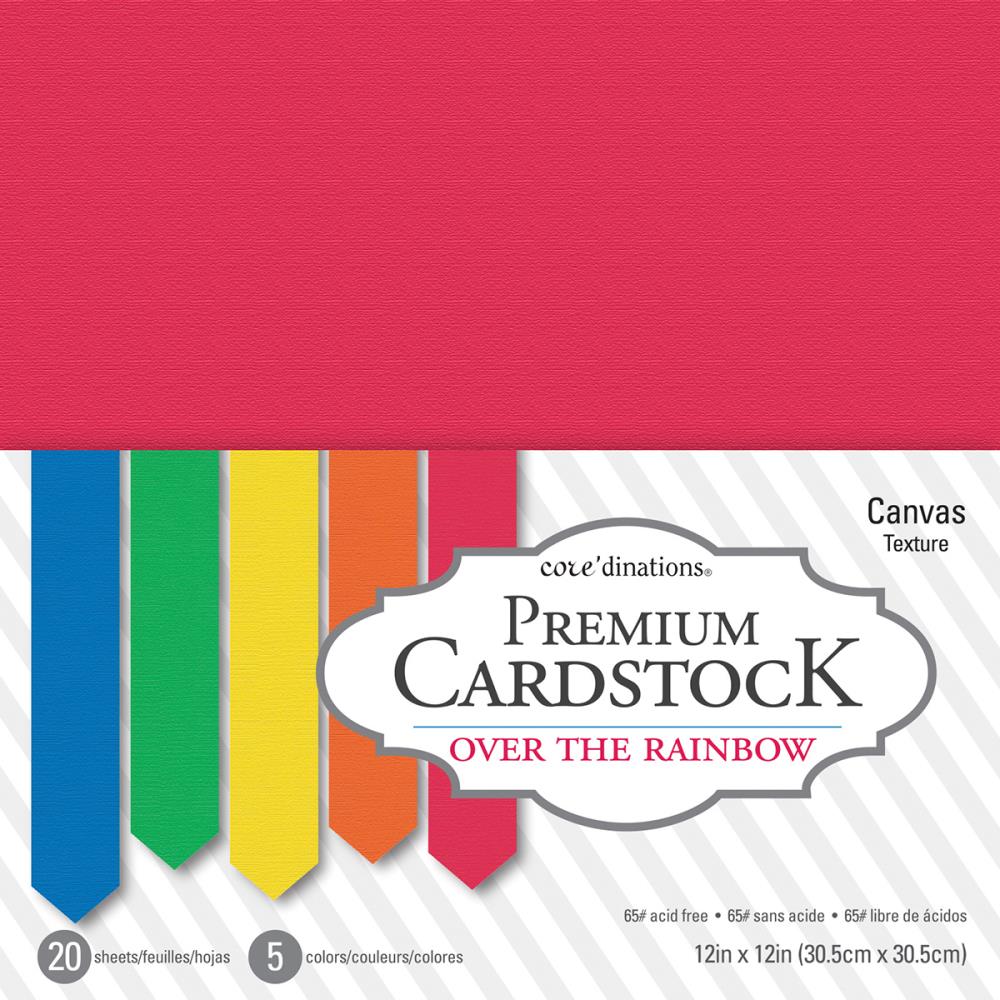 Core'dinations Value Pack TEXTURED Cardstock OVER THE RAINBOW 12"X12" 20/Pkg