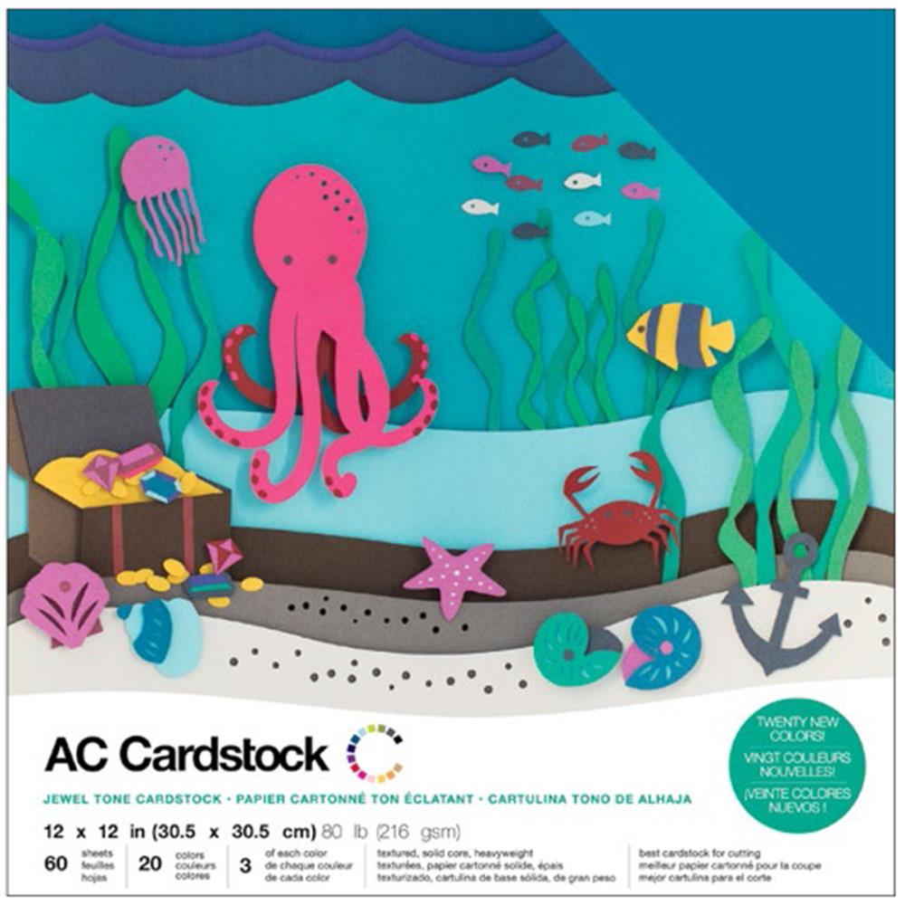 AC cardstock Variety Pack JEWEL TONE 12"X12" 60/Pkg