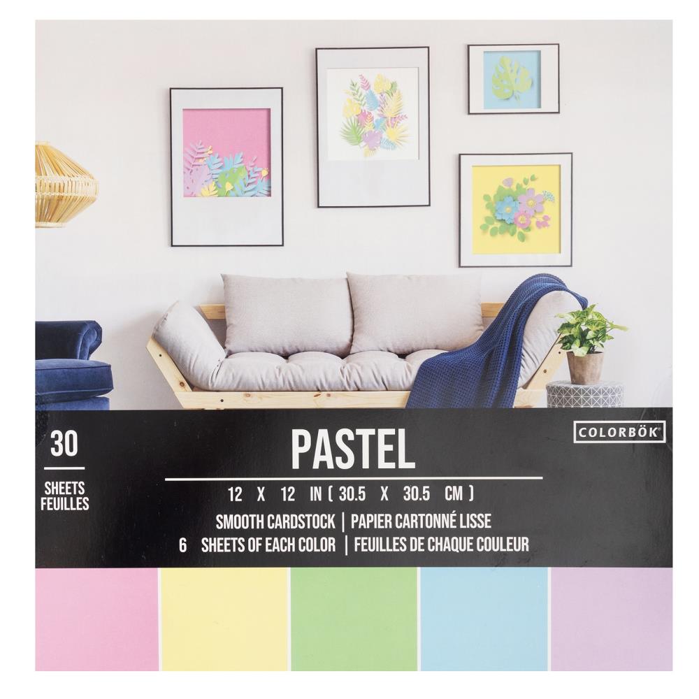 Colorbok 78lb Smooth Cardstock PASTEL 12"X12" 30/Pkg