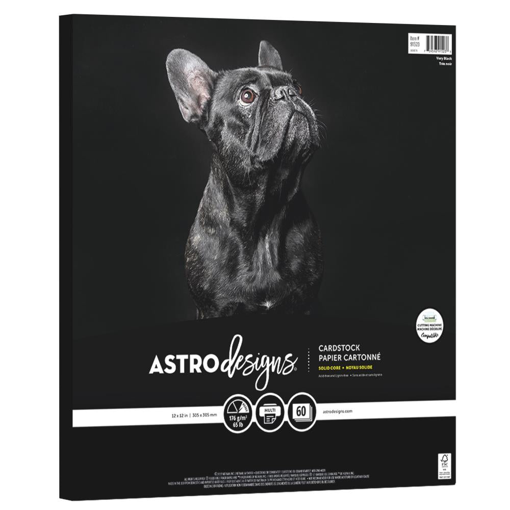 Astrodesigns 65lb Cardstock BLACK Pack 12"X12" 60/Pkg