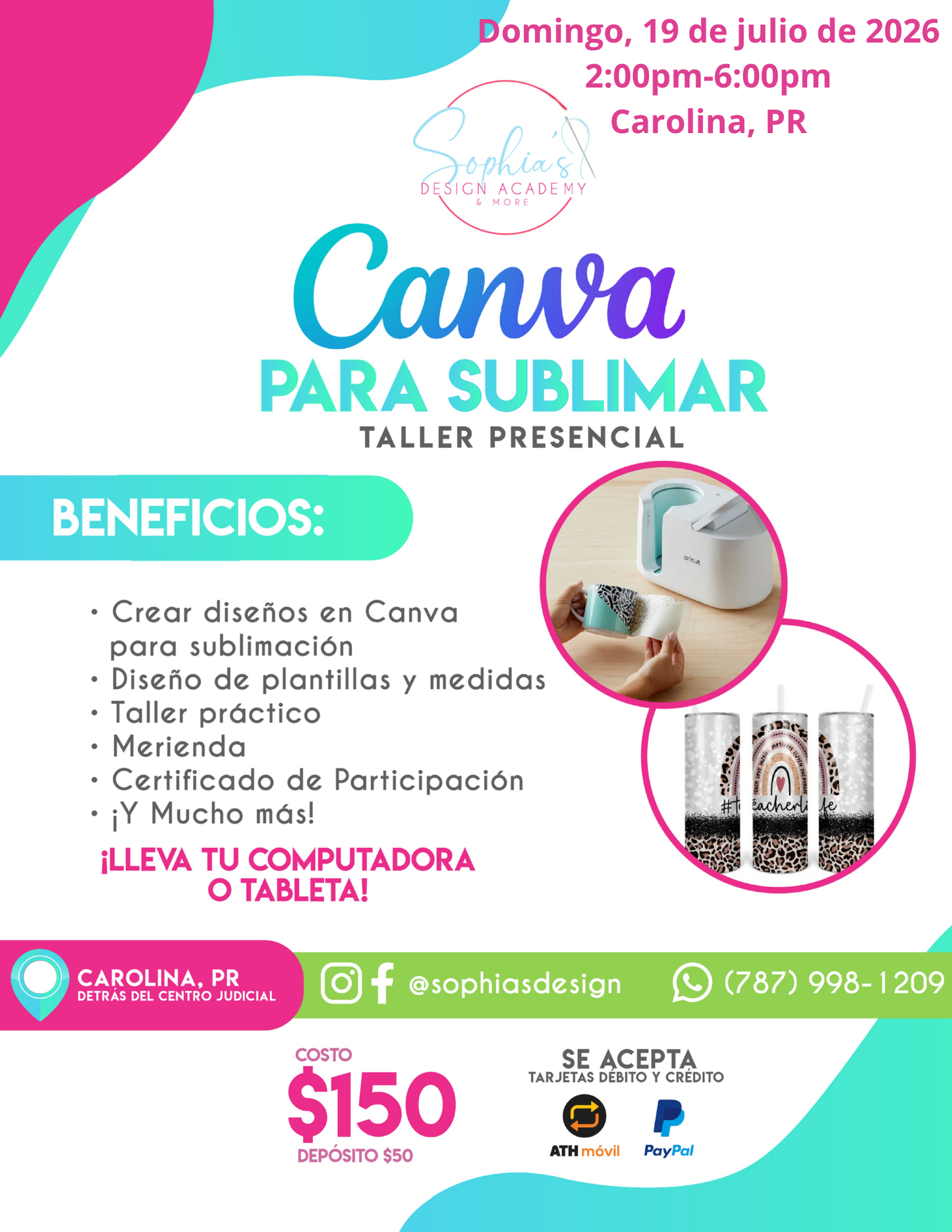 Taller Canva para Sublimar - Domingo 19 de julio de 2026 (2:00 p.m. - 6:00 p.m.)