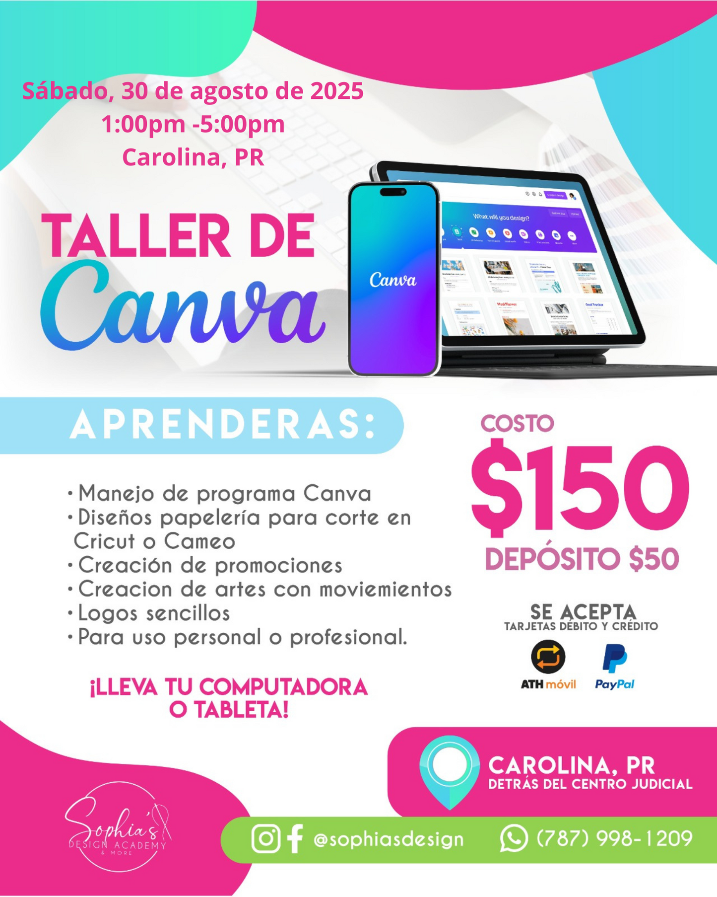 Taller Canva para Sublimar - Sábado 30 de agosto de 2025 (1:00 p.m. - 5:00 p.m.)