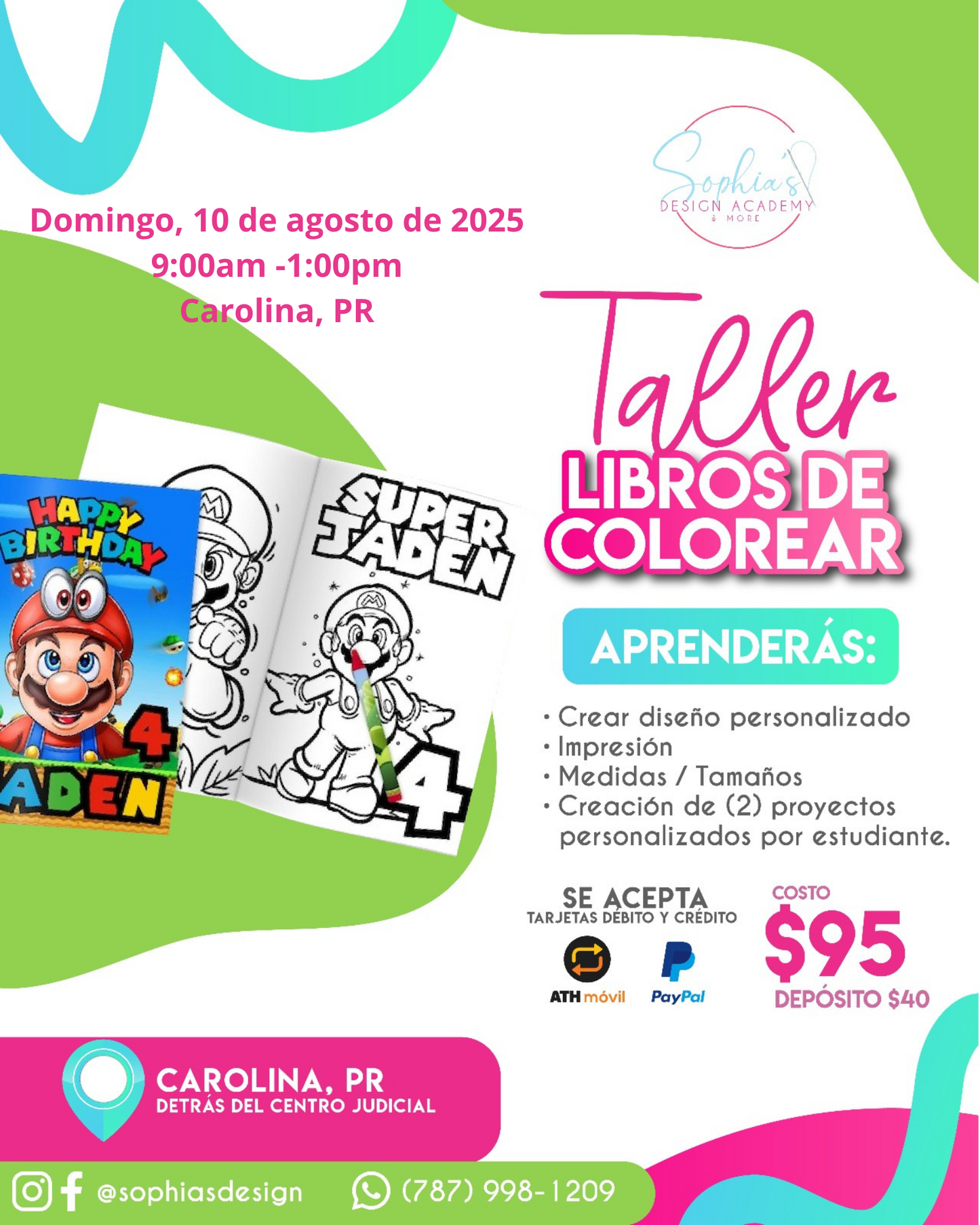 Taller Libros de Colorear - Domingo 10 de agosto de 2025 (9:00 a.m. - 1:00 p.m.)