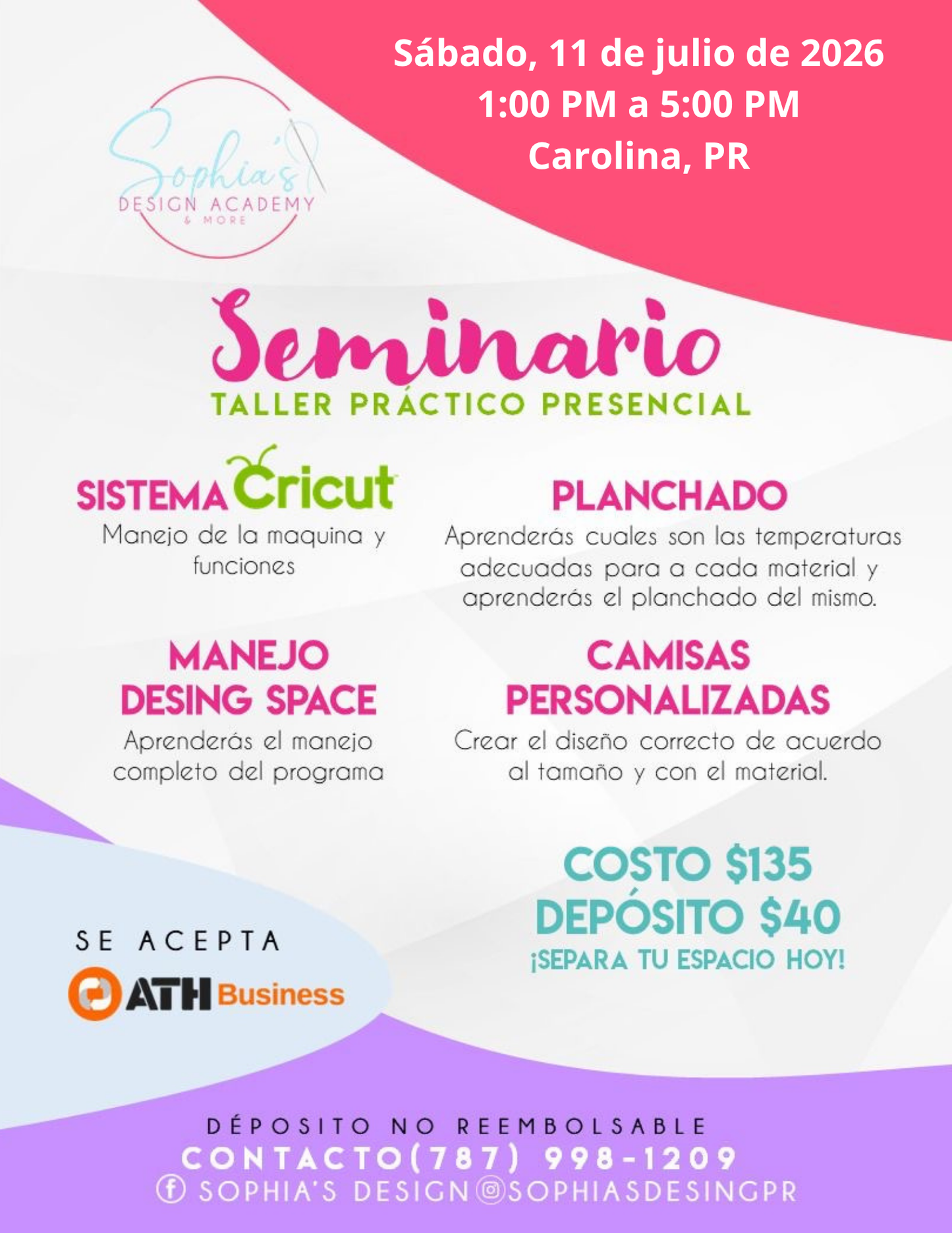 Taller Básico Cricut Práctico Presencial - Sábado 11 de julio de 2026 (1:00pm a 5:00pm)
