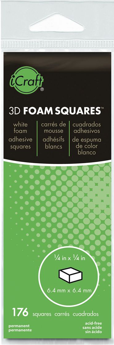 3D Foam Squares 88/Pkg - White .5"