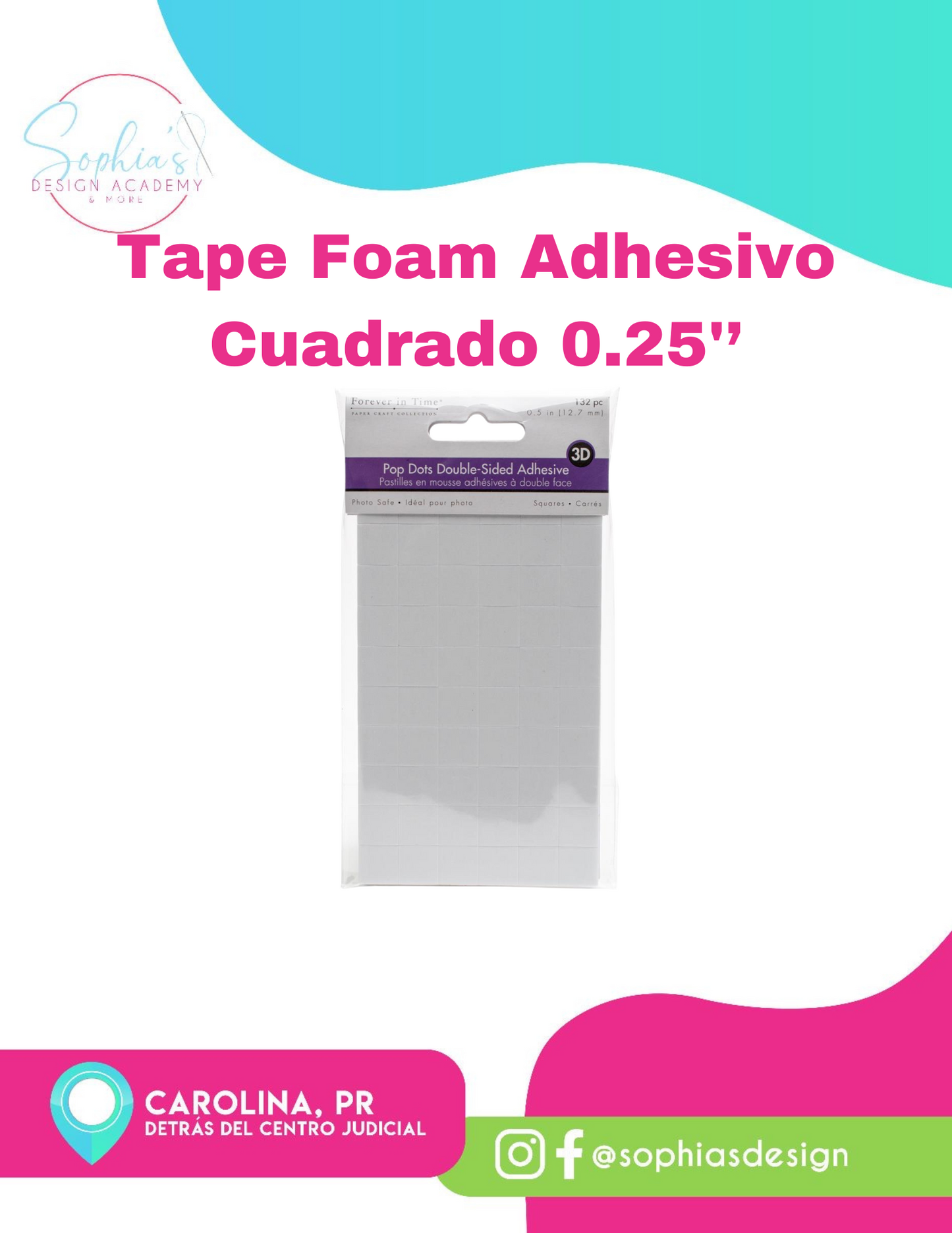 Tape Foam Adhesivo Cuadro 0.25''