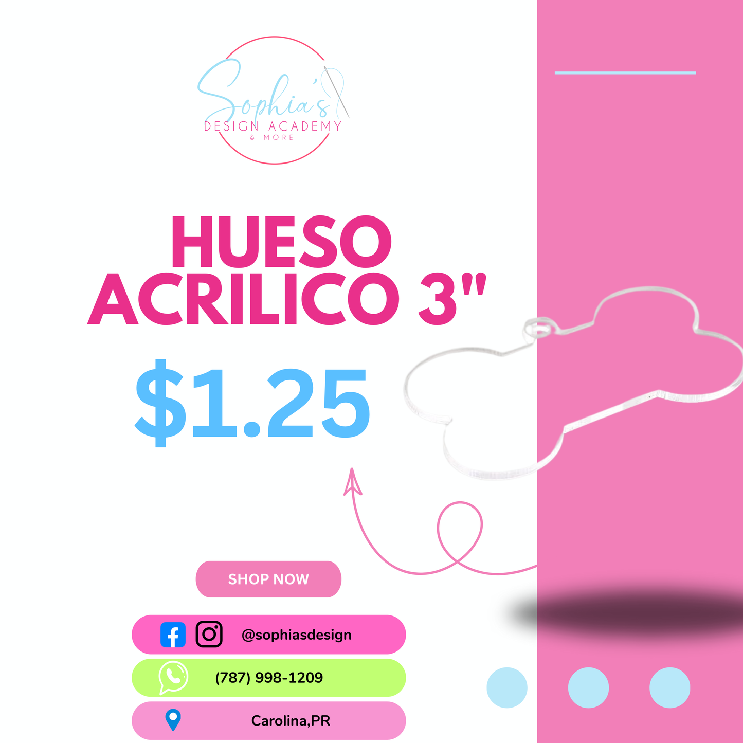 Acrilico Hueso 3"