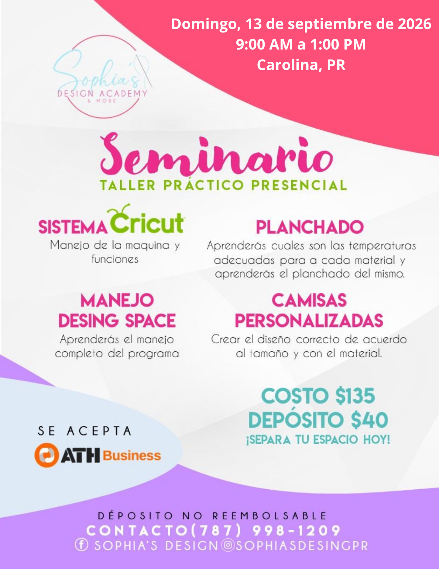 Taller Básico Cricut Práctico Presencial - Domingo 13 de septiembre de 2026 (8:00a.m. a 1:00p.m.)