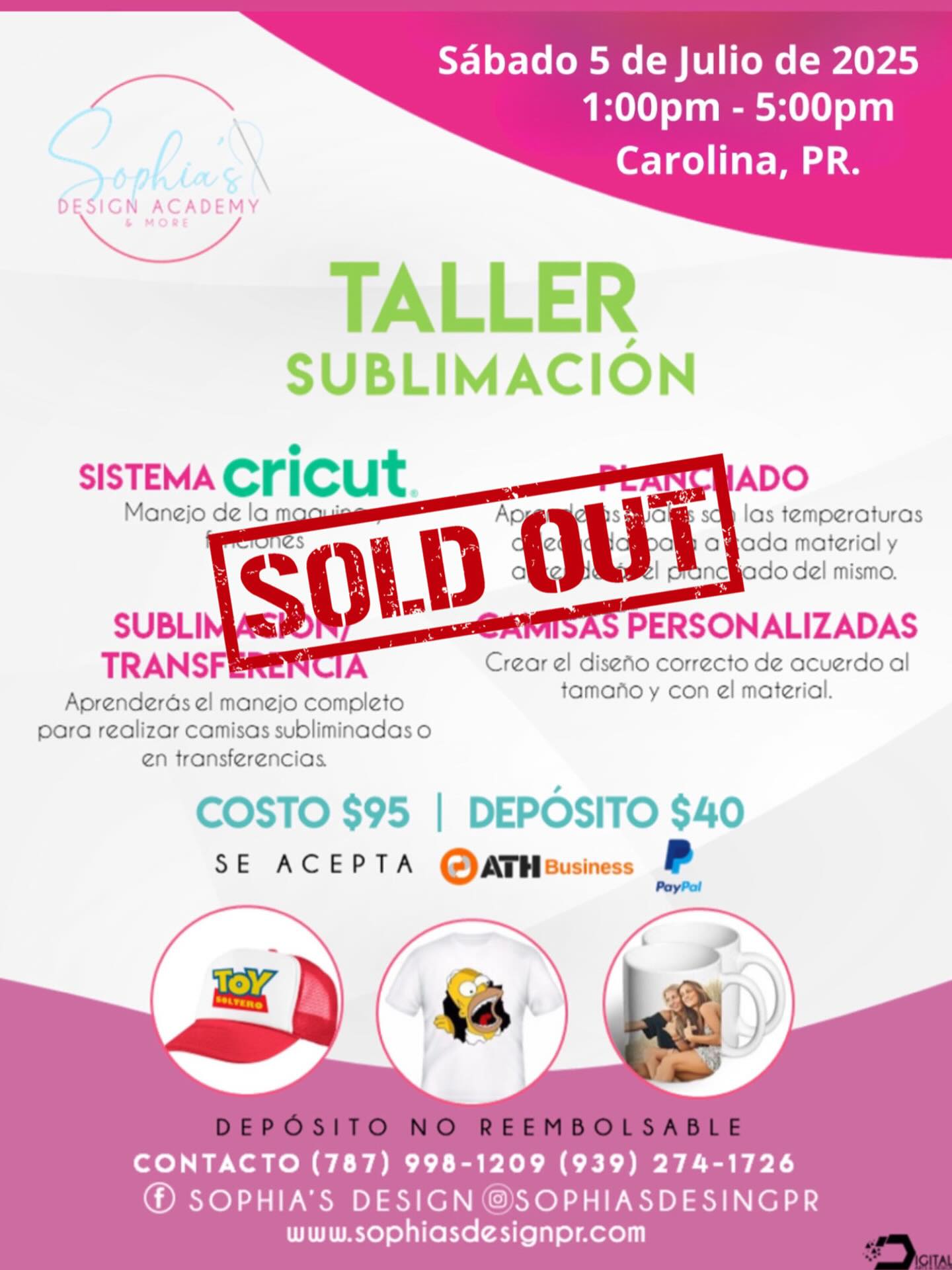 Taller Sublimación - Sábado 5 de julio de 2025 (1:00 p.m.- 5:00 pm)