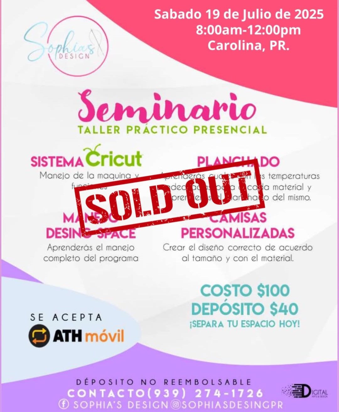 Taller Básico Cricut Práctico Presencial - Sábado 19 de julio de 2025 (8:00a.m. - 12:00p.m.)