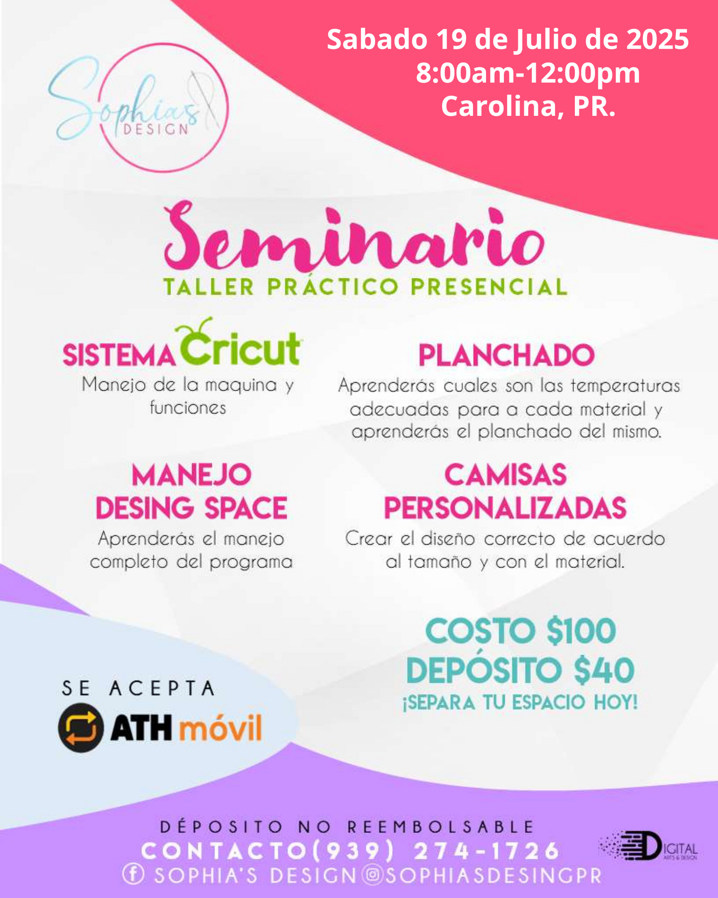 Taller Básico Cricut Práctico Presencial - Sábado 19 de julio de 2025 (8:00a.m. - 12:00p.m.)
