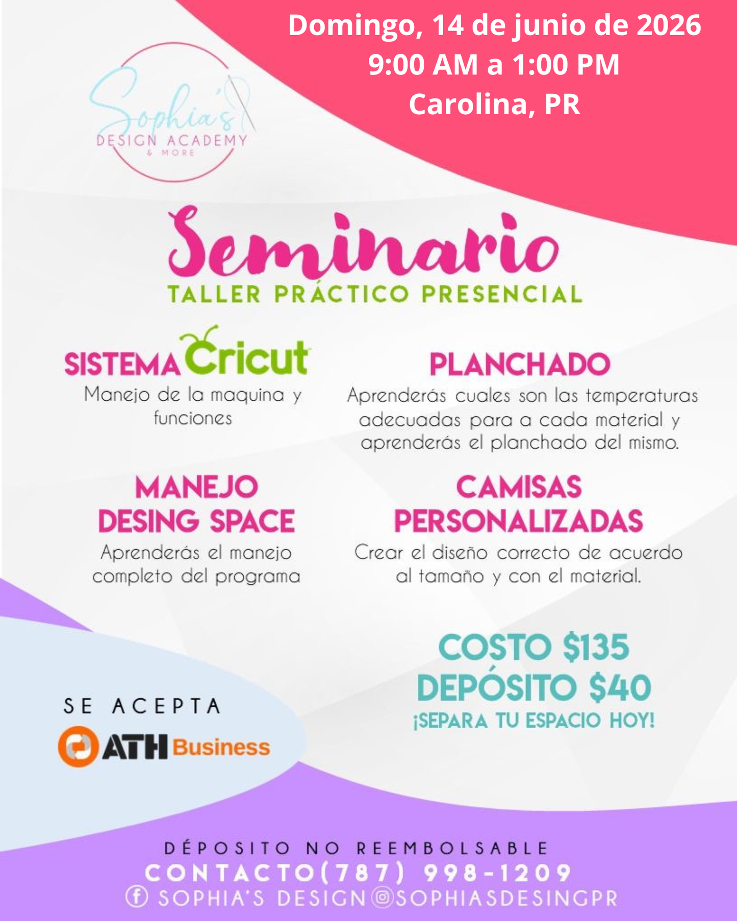 Taller Básico Cricut Práctico Presencial - Domingo 14 de junio de 2026 (9:00am a 1:00pm)