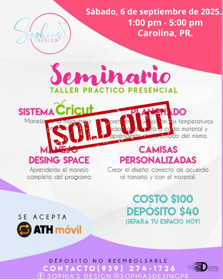 Taller Básico Cricut Práctico Presencial - Sábado 6 de septiembre de 2025 (1:00p.m. - 5:00p.m.)