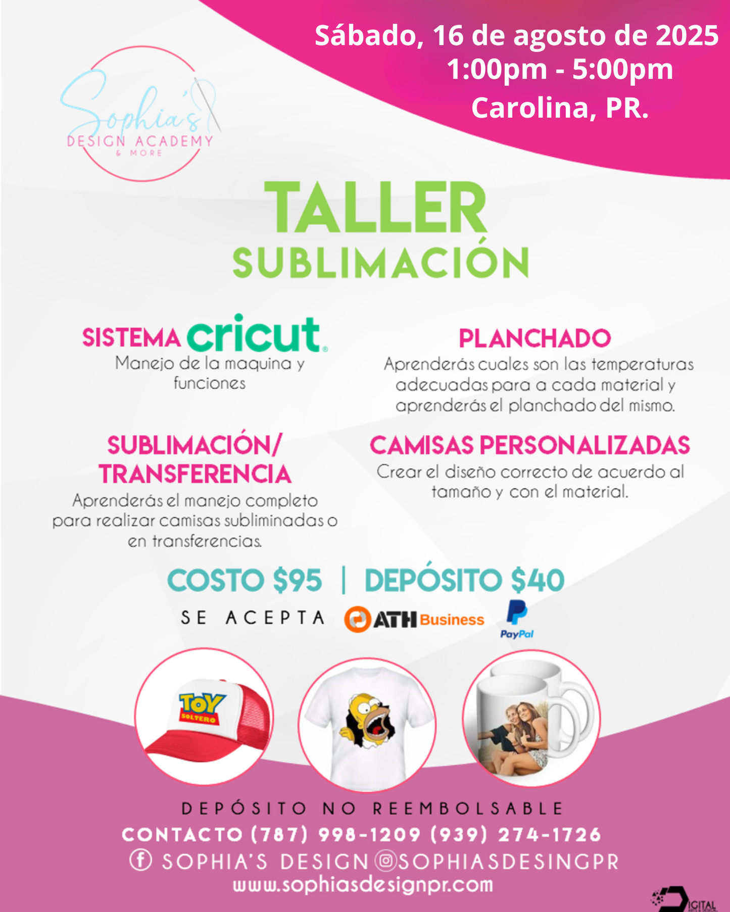 Taller Sublimación - Sábado 16 de agosto de 2025 (1:00 p.m.- 5:00 pm)