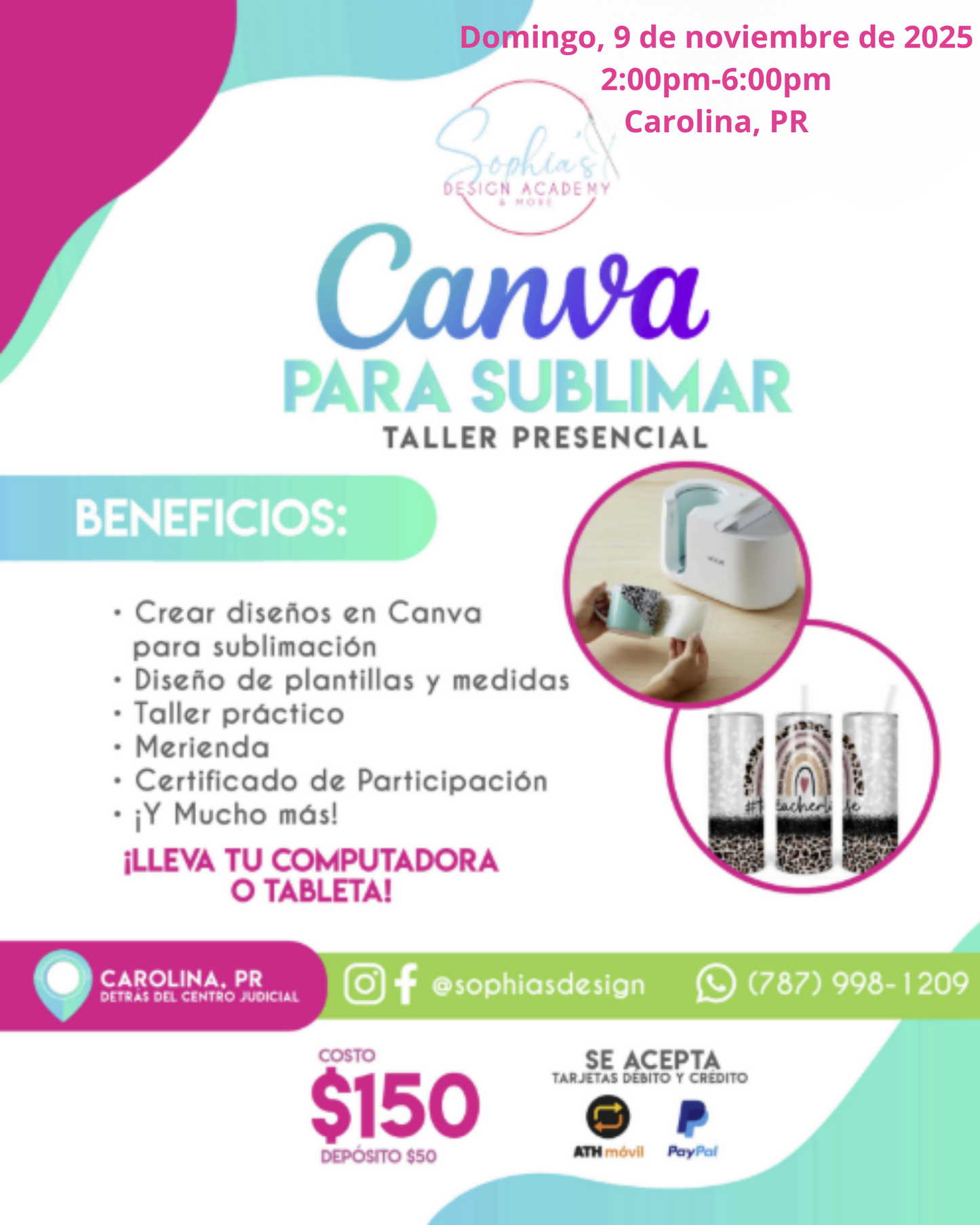 Taller Canva para Sublimar - Doming 9 de noviembre de 2025 (2:00 p.m. - 6:00 p.m.)