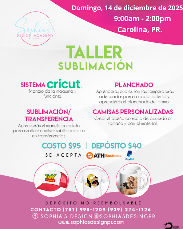 Taller Sublimación - Domingo 14 de diciembre de 2025 (9:00 am - 2:00 pm)