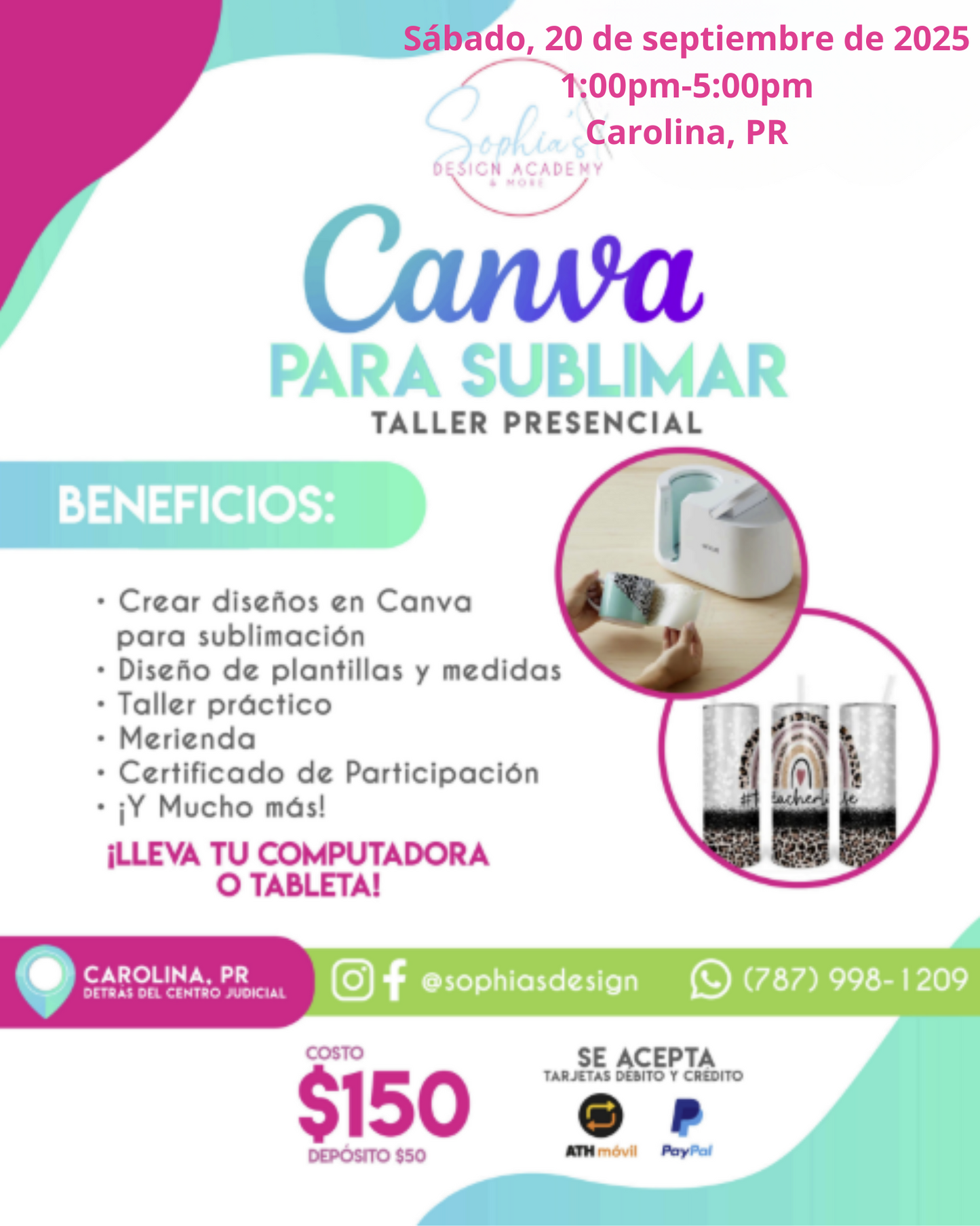 Taller Canva para Sublimar - Sábado 20 de septiembre de 2025 (1:00 p.m. - 5:00 p.m.)