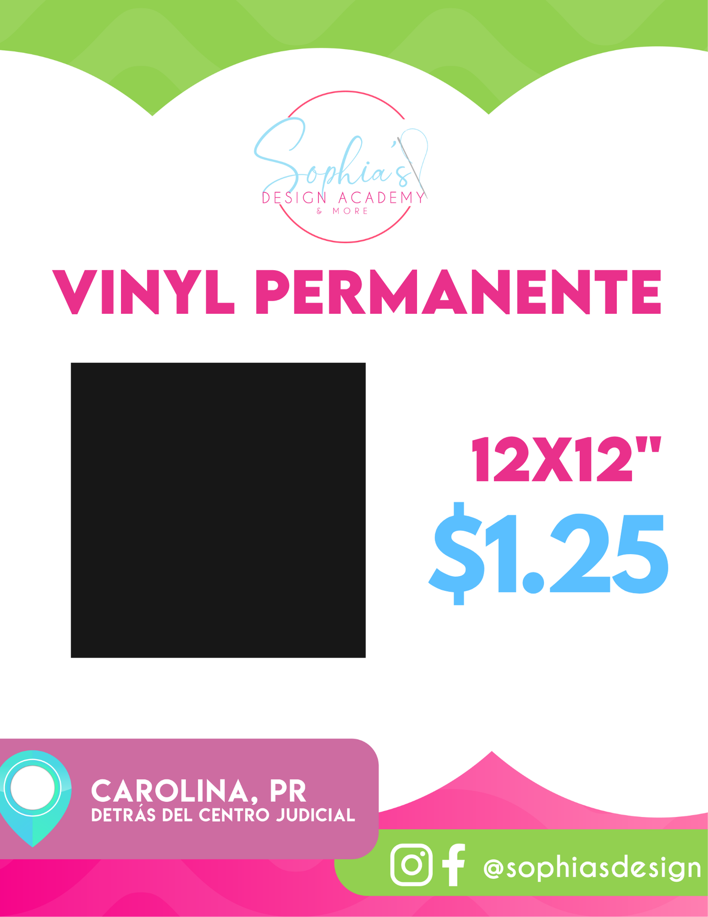Vinyl Adhesivo - Negro 12x12"