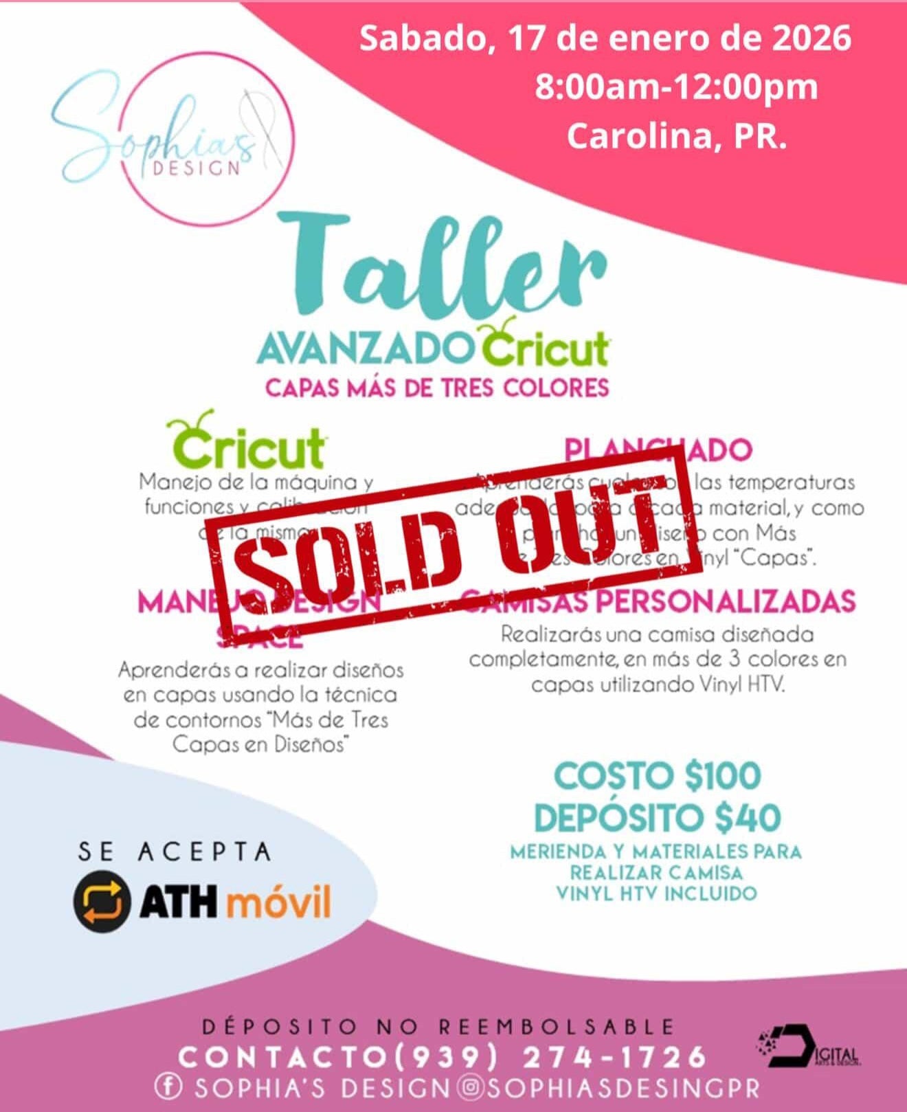 Taller Avanzado Cricut - Sábado 17 de enero de 2026 (8:00 a.m. - 12:00 p.m.)