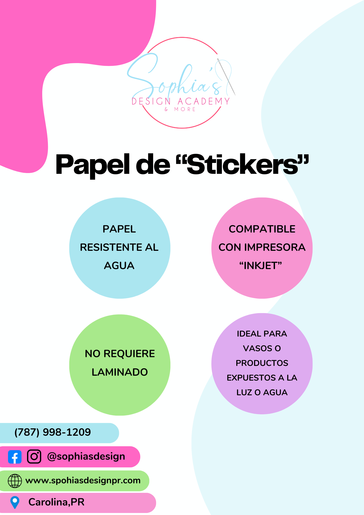 Papel Adhesivo Brilloso - Glossy Resistente al Agua