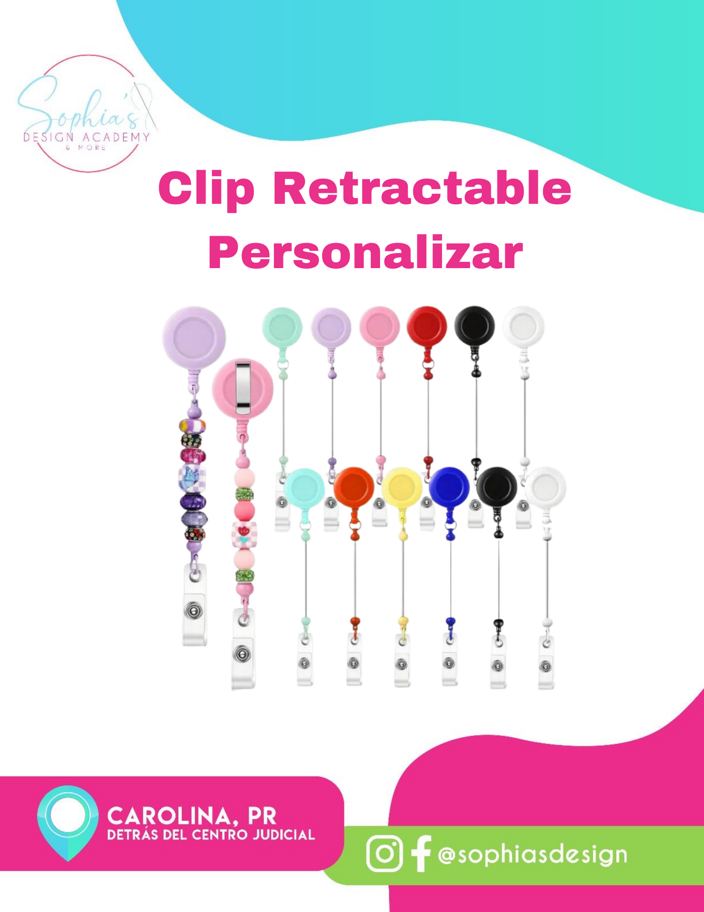 Clip Retractable de Tarjetas para Personalizar (Beaded)