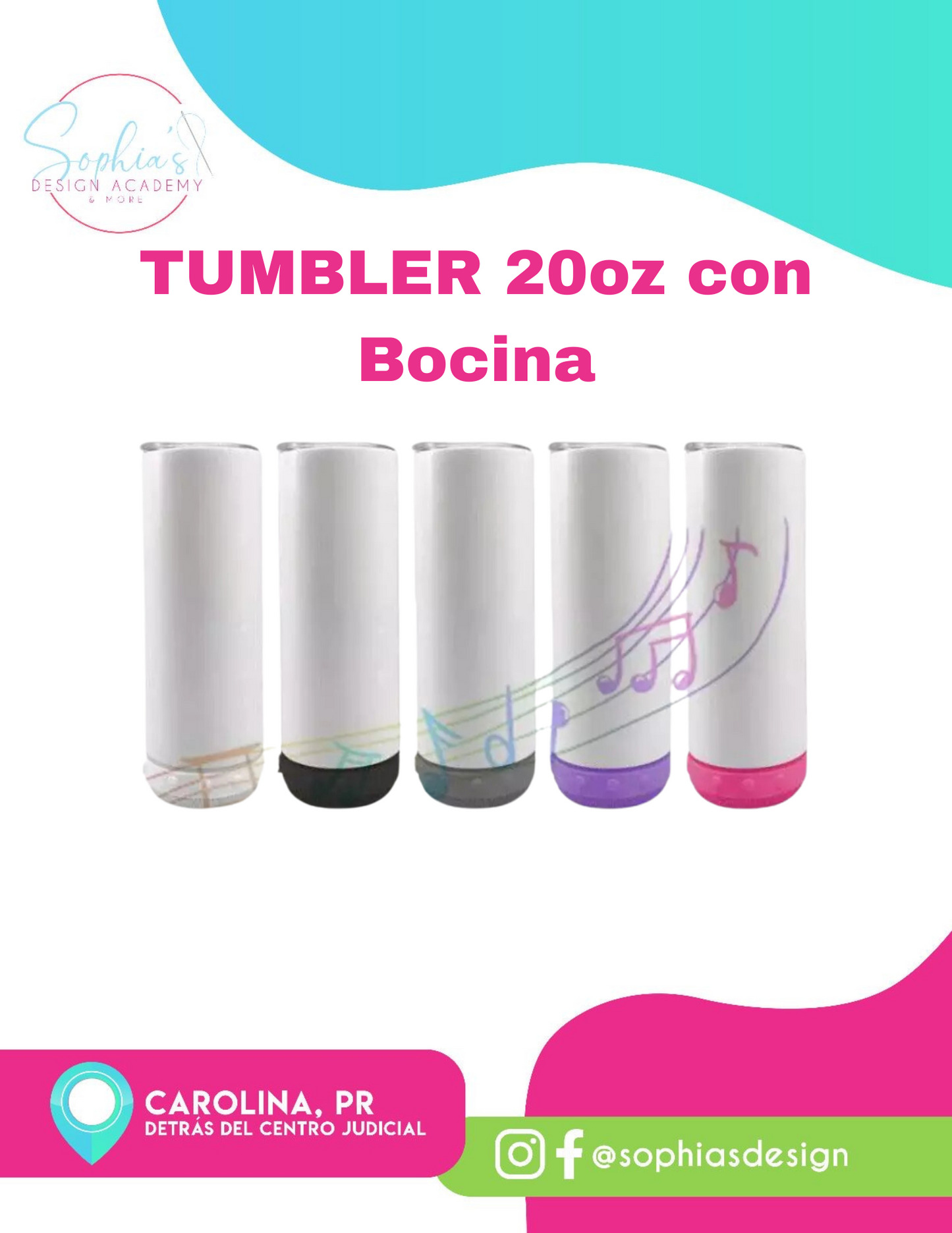 Vasos Tumbler 20oz con Bocina - Sublimación
