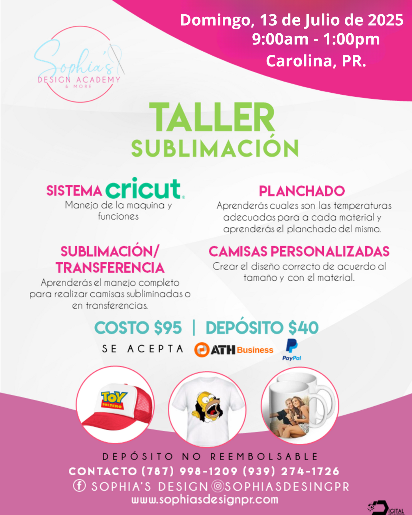 Taller Sublimación - Domingo 13 de julio de 2025 (9:00a.m. - 1:00 p.m.)