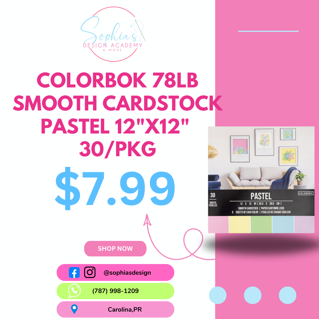 Colorbok 78lb Smooth Cardstock PASTEL 12"X12" 30/Pkg
