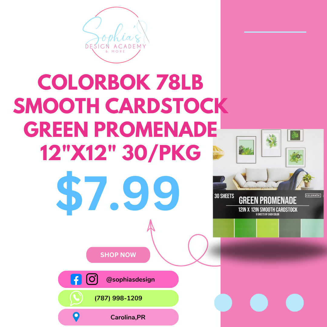 Colorbok 78lb Smooth Cardstock GREEN PROMENADE 12"X12" 30/Pkg