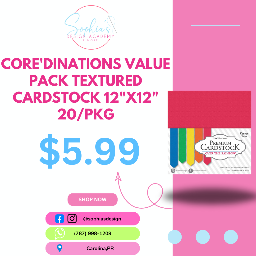 Core'dinations Value Pack TEXTURED Cardstock OVER THE RAINBOW 12"X12" 20/Pkg