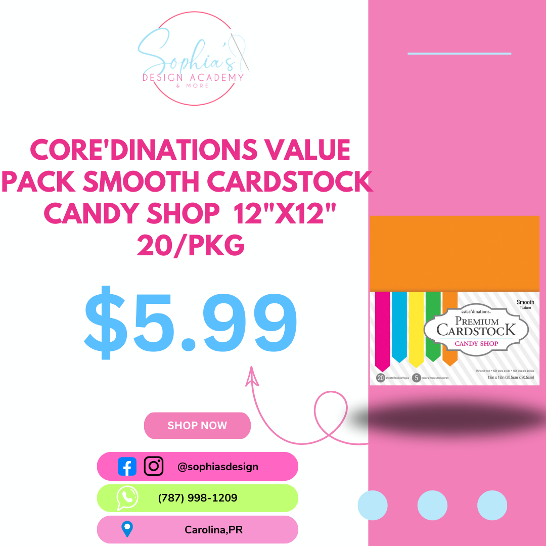 Core'dinations Value Pack Smooth Cardstock CANDY SHOP 12"X12" 20/Pkg