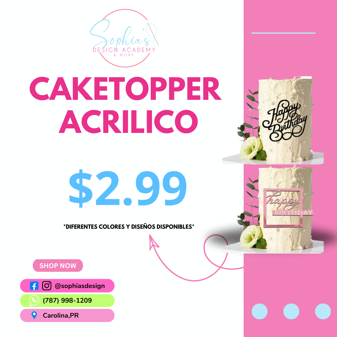 Cake topper Happy Bday Acrilico