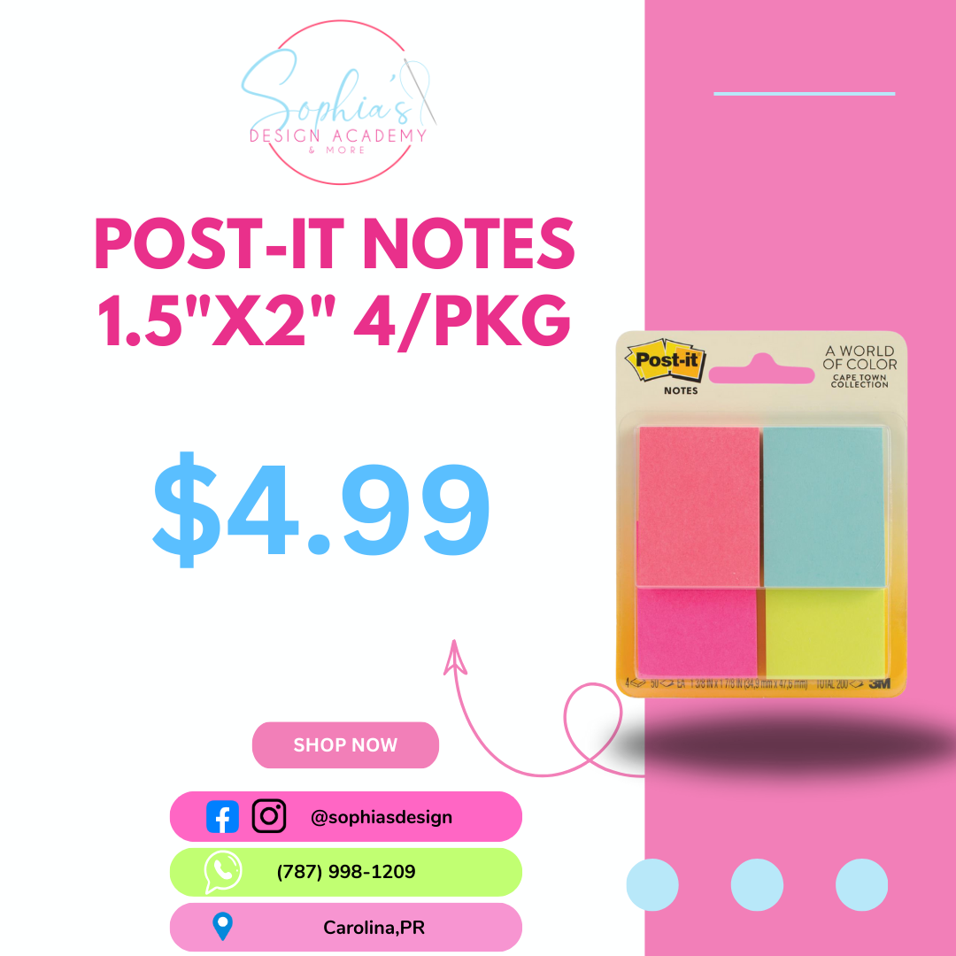 Post-It Notes 1.5"X2" 4/Pkg
