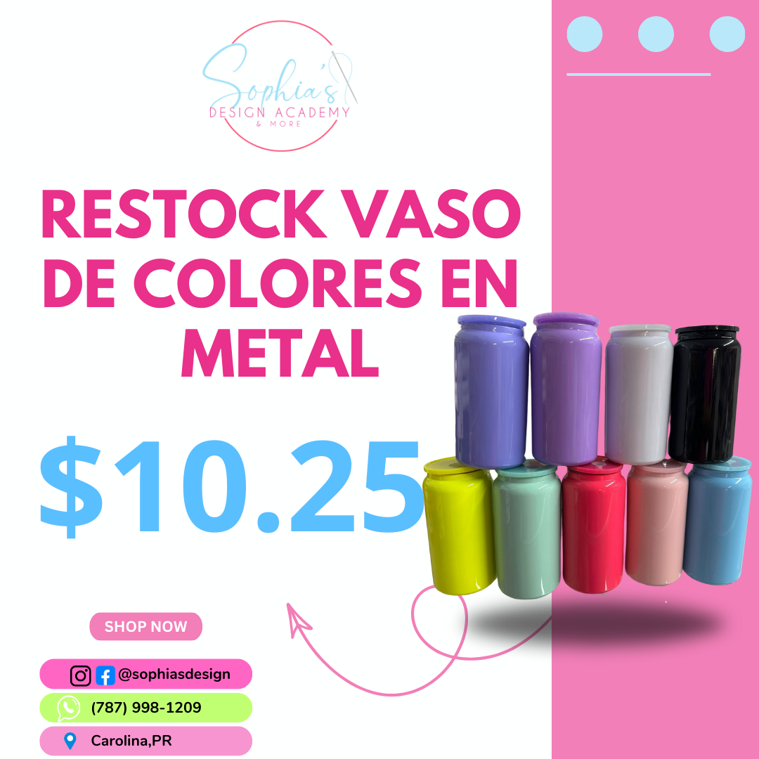 Vaso de colores en metal
