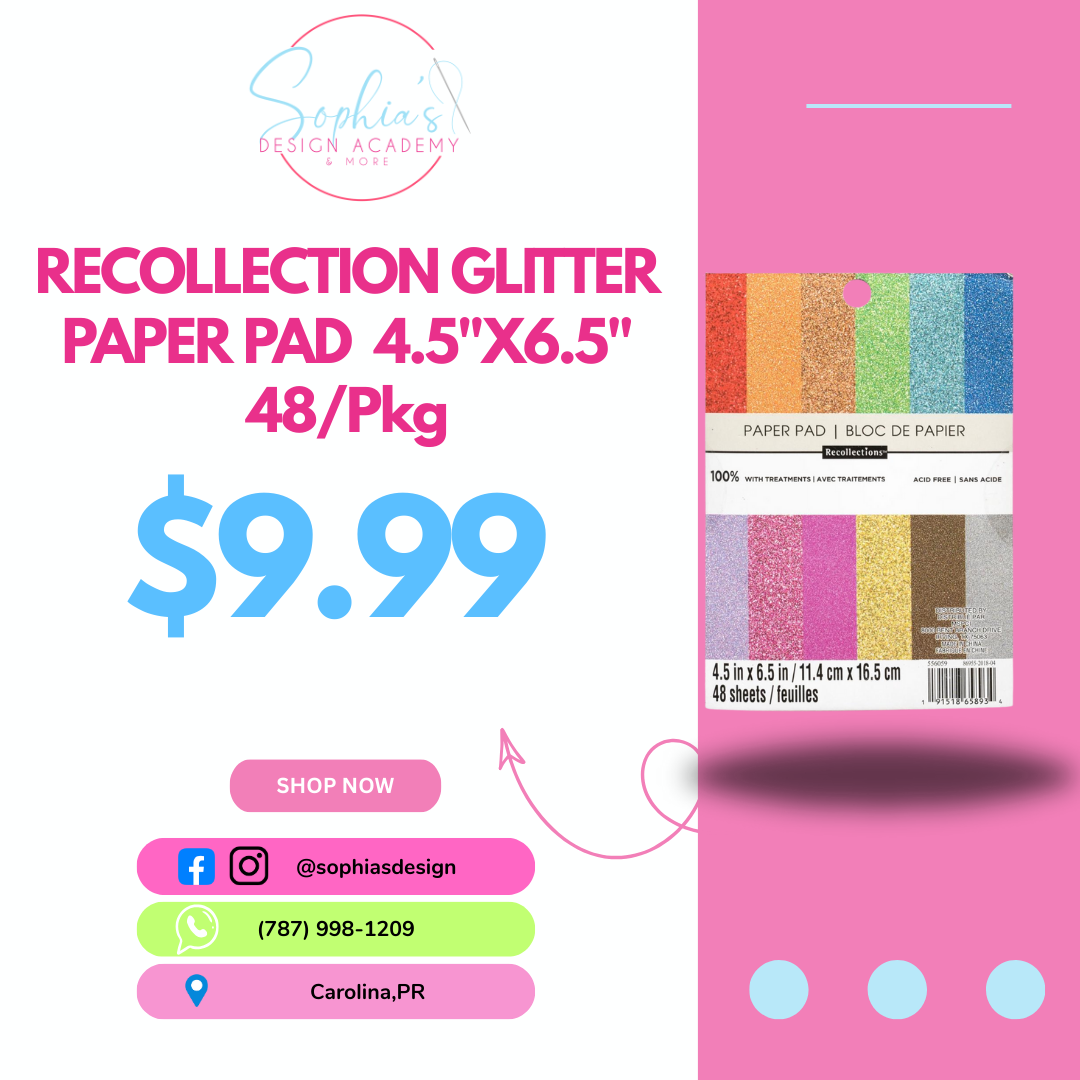 RECOLLECTION GLITTER PAPER PAD 4.5"X6.5" 48/Pkg
