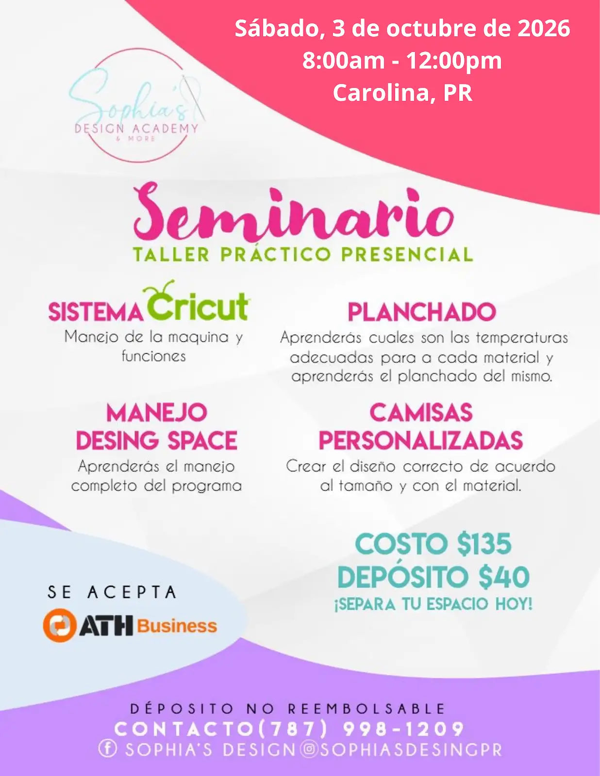 Taller Básico Cricut Práctico Presencial - Sábado 3 de octubre de 2026 (8:00 am - 12:00 pm)