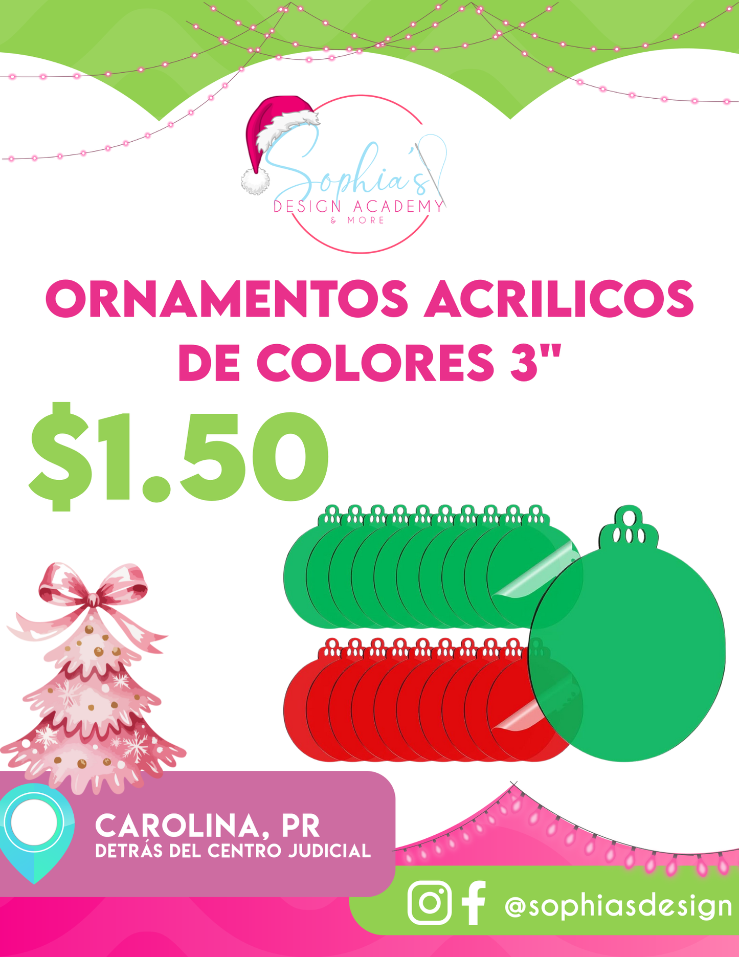 ORNAMENTO ACRILICO DE COLORES 3"