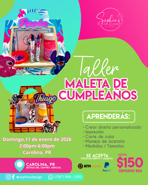 Taller Maleta de Cumpleaños - Domingo 11 de enero de 2026 (2:00 p.m. - 6:00 p.m.)