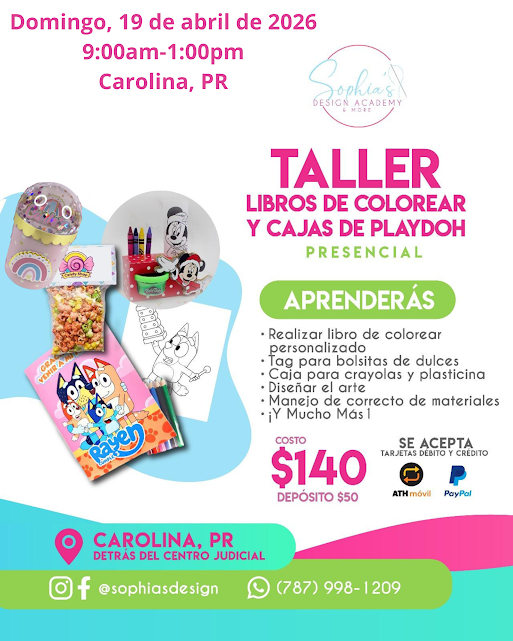Taller Libros de Colorear y Cajas de Playdoh - Domingo 19 de abril de 2026 (9:00 am a 1:00 pm)