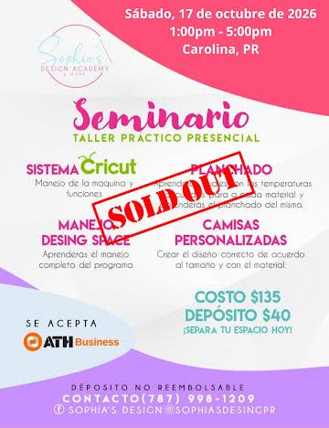 Taller Básico Cricut Práctico Presencial - Sábado 17 de octubre de 2026 (1:00 pm - 5:00 pm)