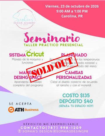 Taller Básico Cricut Práctico Presencial - Viernes 23 de octubre de 2026 (9:00 am a 1:00pm.)
