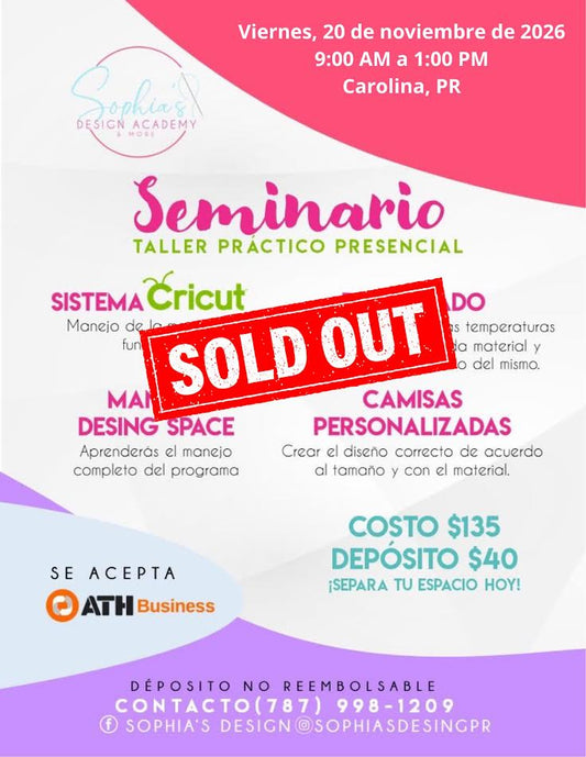 Taller Básico Cricut Práctico Presencial - Viernes 20 de noviembre de 2026 (9:00 am - 1:00 pm)