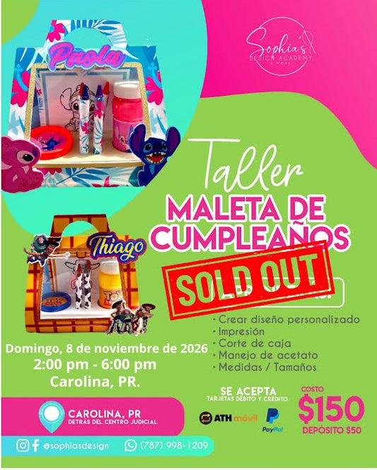 Taller Maleta de Cumpleaños - Domingo 8 de noviembre de 2026 (2:00 pm a 6:00 pm)