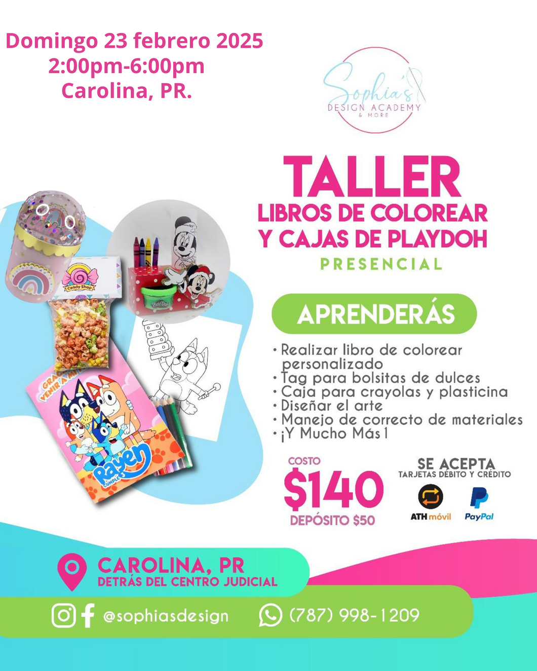 Taller Libros de Colores y Cajas de Playdoh - Domingo 23 de febrero de 2025 - (2:00 pm a 6:00pm)