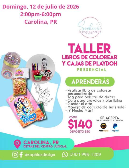 Taller Libros de Colorear y Cajas de Playdoh - Domingo 12 de julio de 2026 (2:00 pm a 6:00 pm)