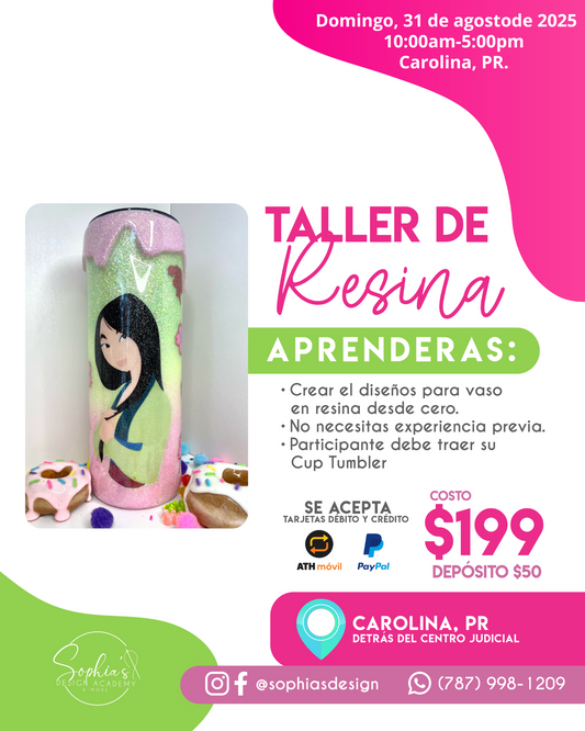Taller de Resina Presencial - Domingo 31 de agosto de 2025 (10:00 a.m. - 5:00p.m.)