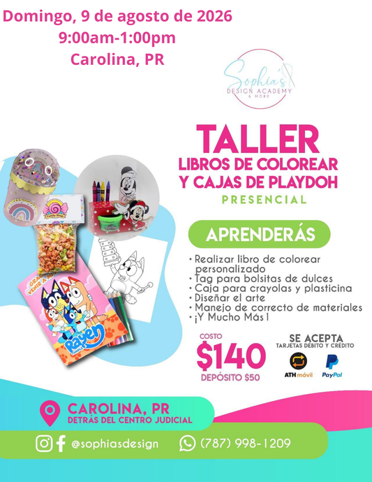 Taller Libros de Colorear y Cajas de Playdoh - Domingo 9 de agosto de 2026 (9:00am a 1:00pm)