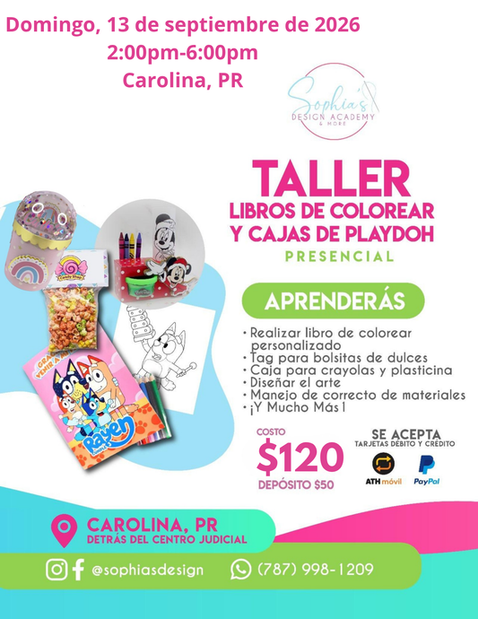 Taller Libros de Colorear y Cajas de Playdoh - Domingo 13 de septiembre de 2026 (2:00pm a 6:00pm)