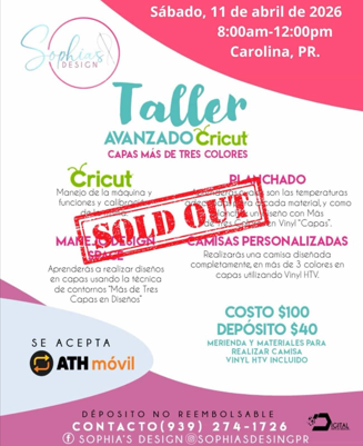 Taller Avanzado Cricut - Sábado 11 de abril de 2026 (8:00 a.m. - 12:00 p.m.)