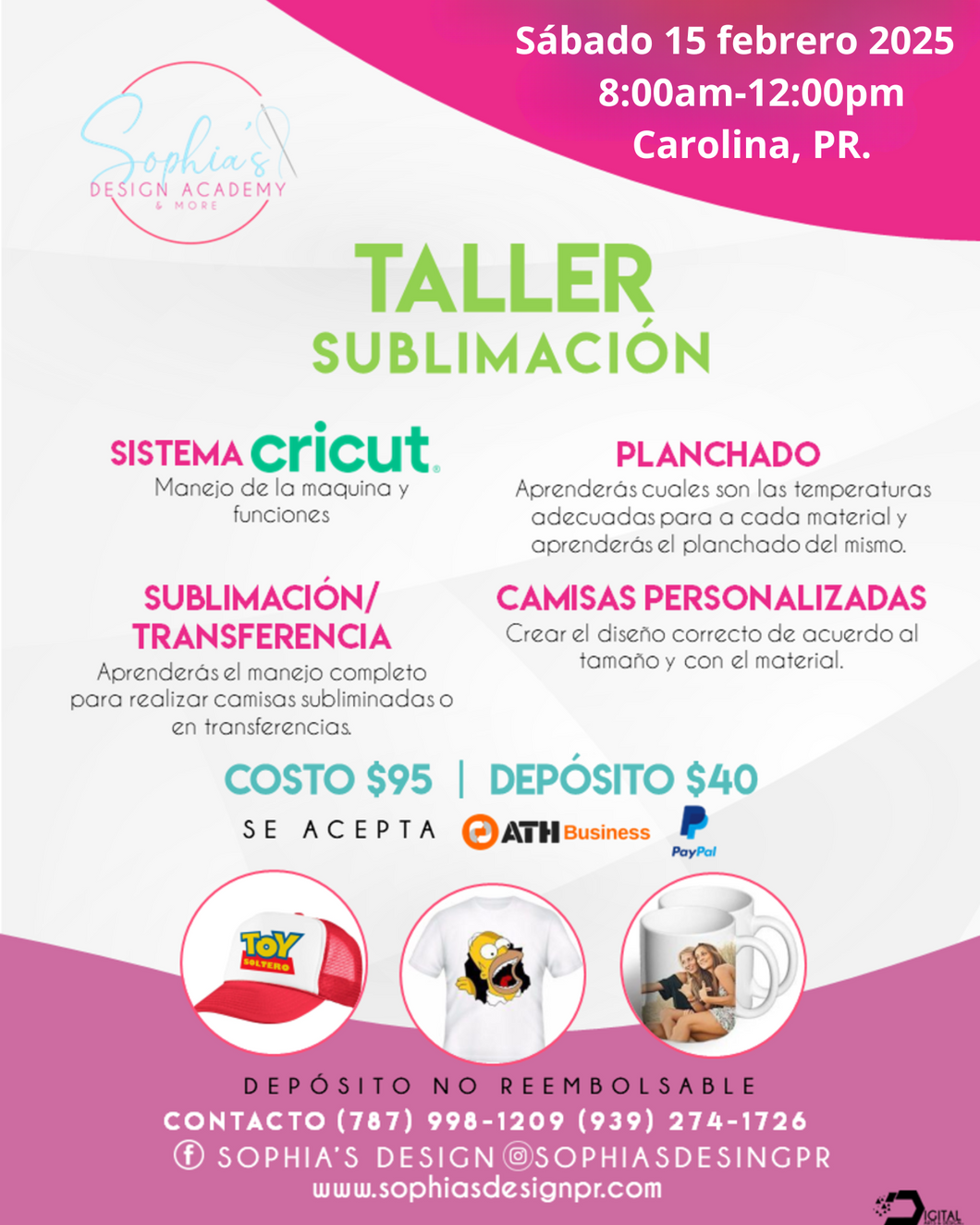 Taller Sublimación - Sábado 15 de febrero de 2025 (8:00 a.m. 12:00 pm)